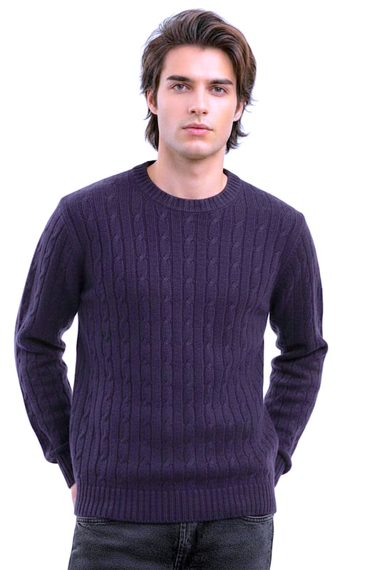 PULL COL ROND À TORSADES DK PURP. BLUE 2A62 DK PURP. BLUE