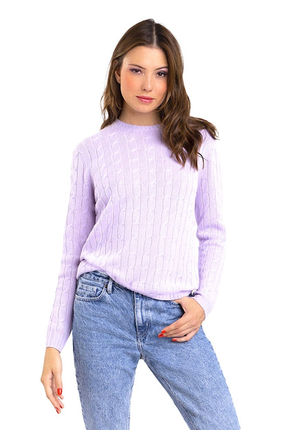 PULL COL ROND À TORSADES LILAC