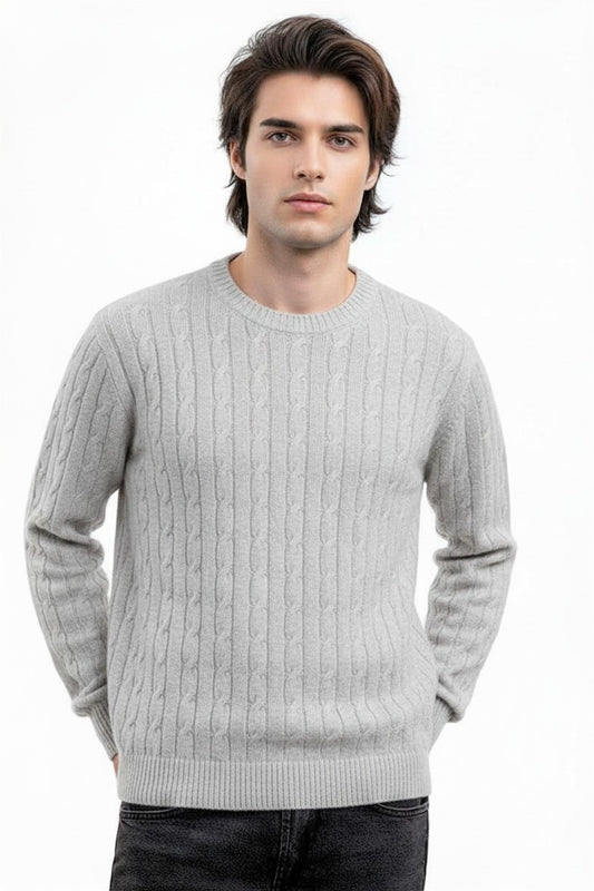 PULL COL ROND À TORSADES LT GREY 200860 LT GREY