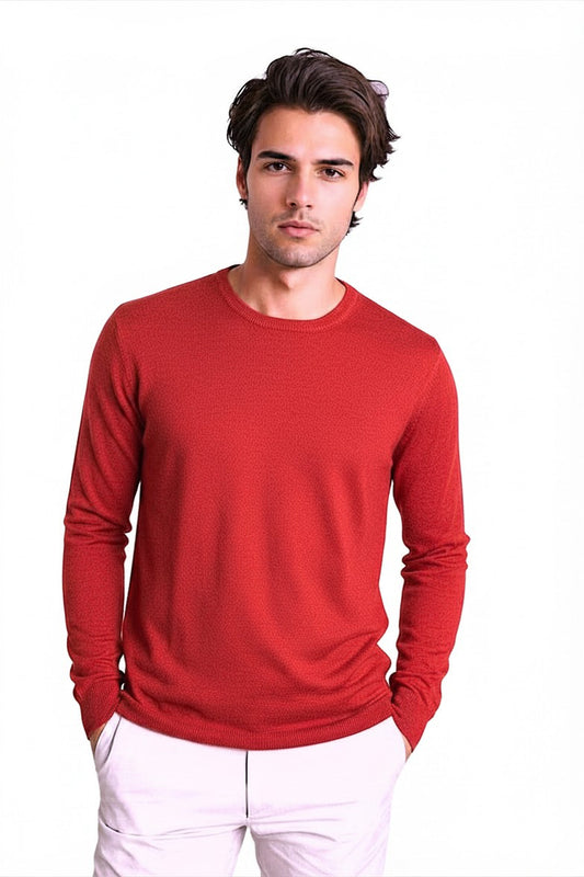 PULL COL ROND CACHEM-SOIE UNI CORAL RED 52465 CORAL RED