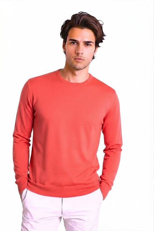 PULL COL ROND CACHEM-SOIE UNI CORAL RED 54674 CORAL RED
