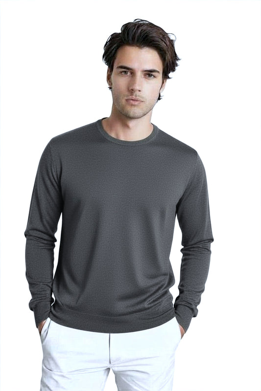 PULL COL ROND CACHEM-SOIE UNI DARK GREY 2142 DARK GREY