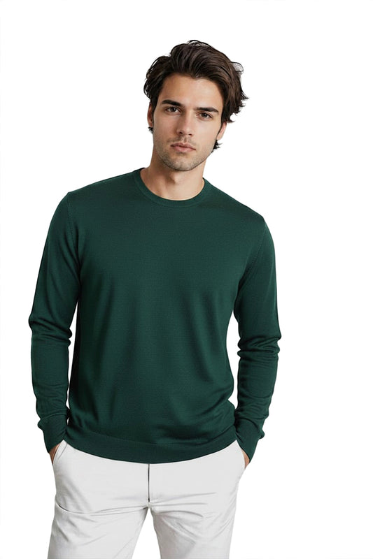 PULL COL ROND CACHEM-SOIE UNI DK GREEN 20619 DK GREEN