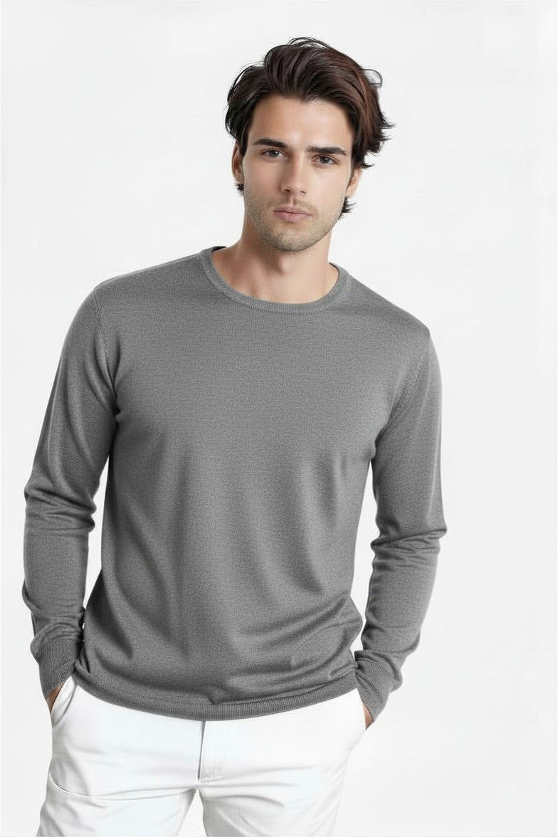 PULL COL ROND CACHEM-SOIE UNI DK GREY 53858 DK GREY