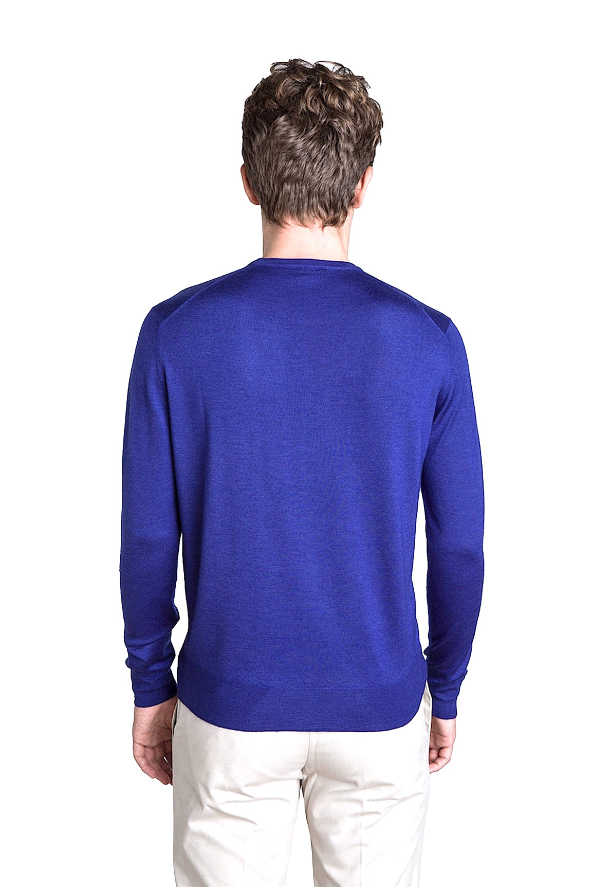 PULL COL ROND CACHEM-SOIE UNI ELECTR BLUE