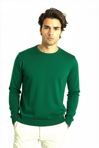 PULL COL ROND CACHEM-SOIE UNI EMERALD 51636 EMERALD