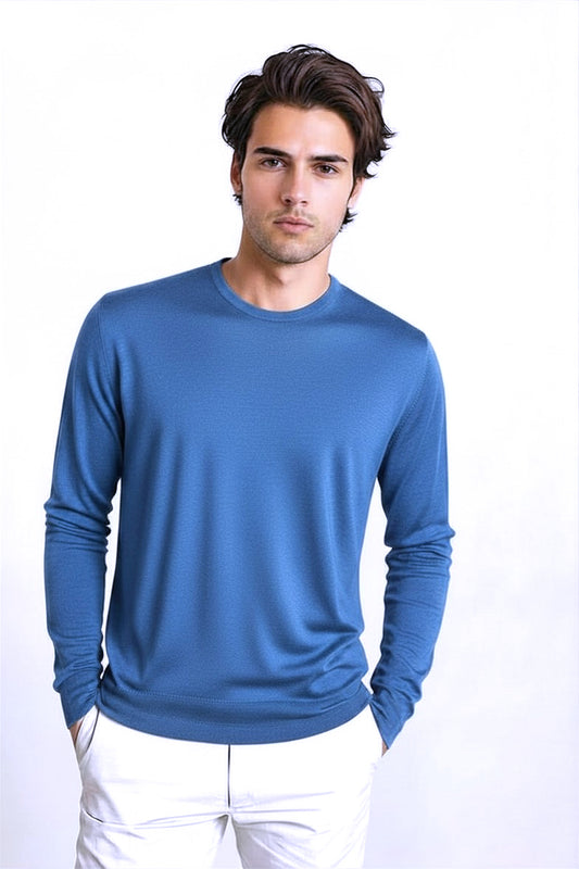 PULL COL ROND CACHEM-SOIE UNI JEANS 53630 JEANS