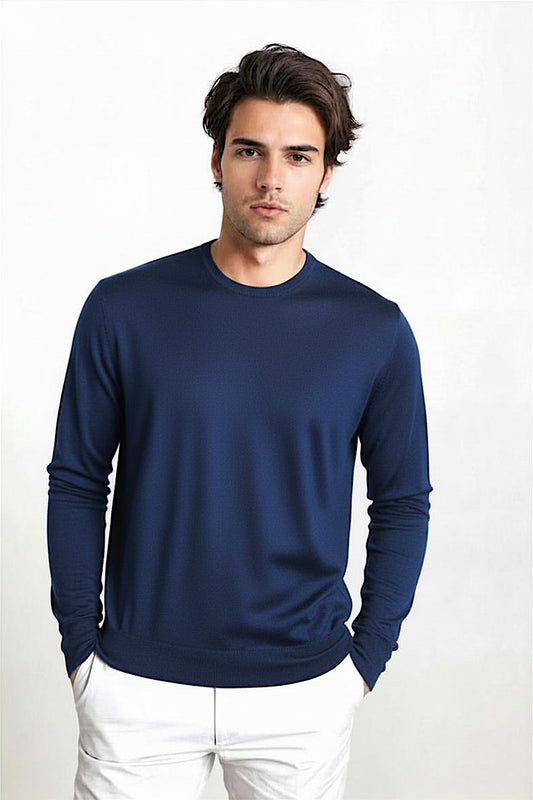PULL COL ROND CACHEM-SOIE UNI NIGHT BLUE 53632 NIGHT BLUE