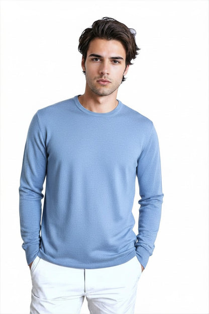 PULL COL ROND CACHEM-SOIE UNI SKY BLUE 4222 SKY BLUE