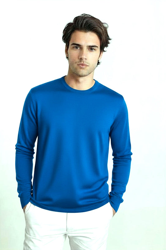 PULL COL ROND CACHEM-SOIE UNI TURQUOISE BLUE 22511 TURQUOISE BLUE