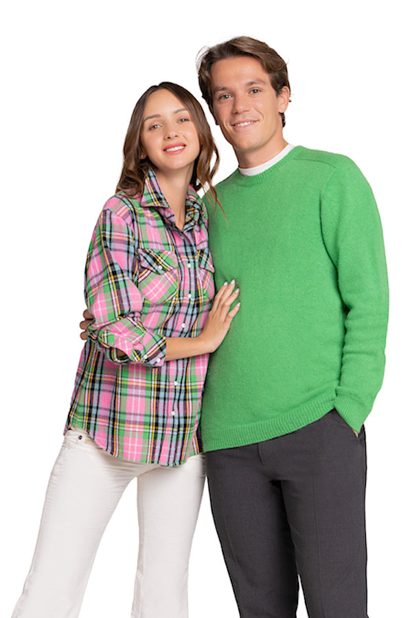 PULL COL ROND CACHEMIRE 3-FILS GREEN
