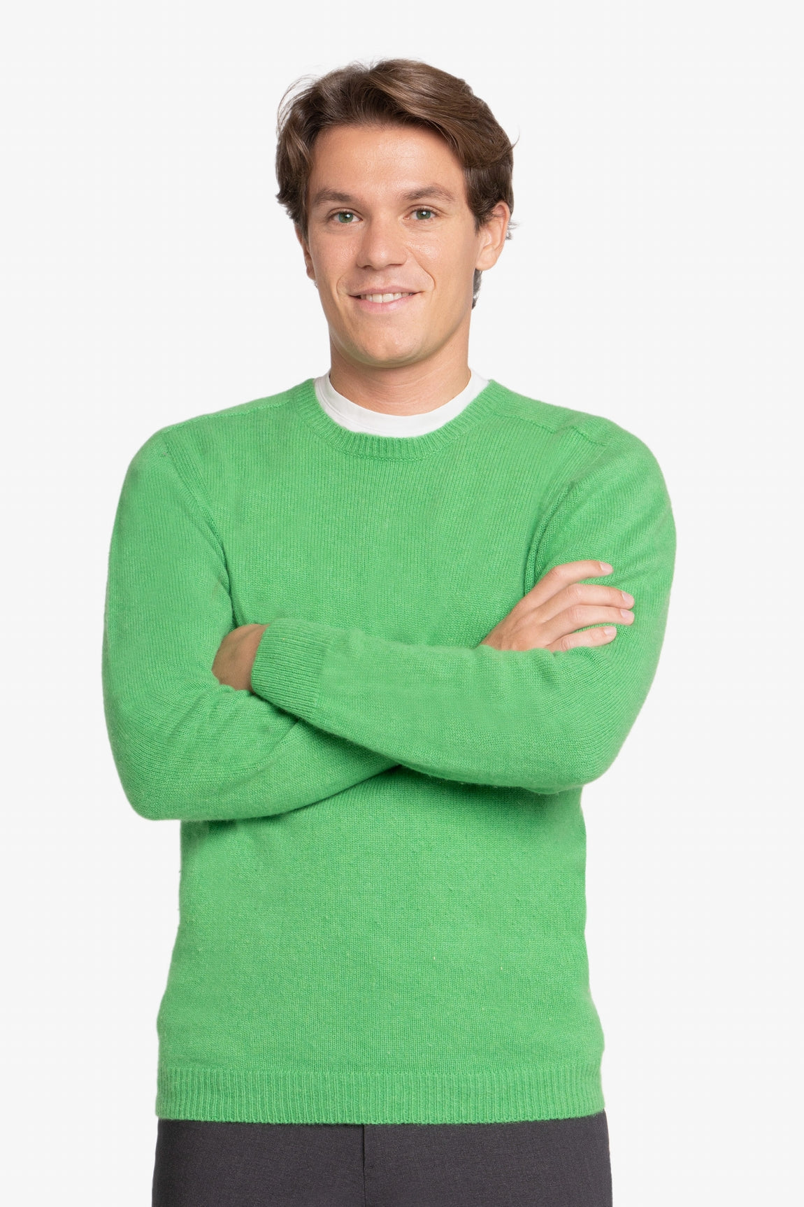 PULL COL ROND CACHEMIRE 3-FILS GREEN GREEN