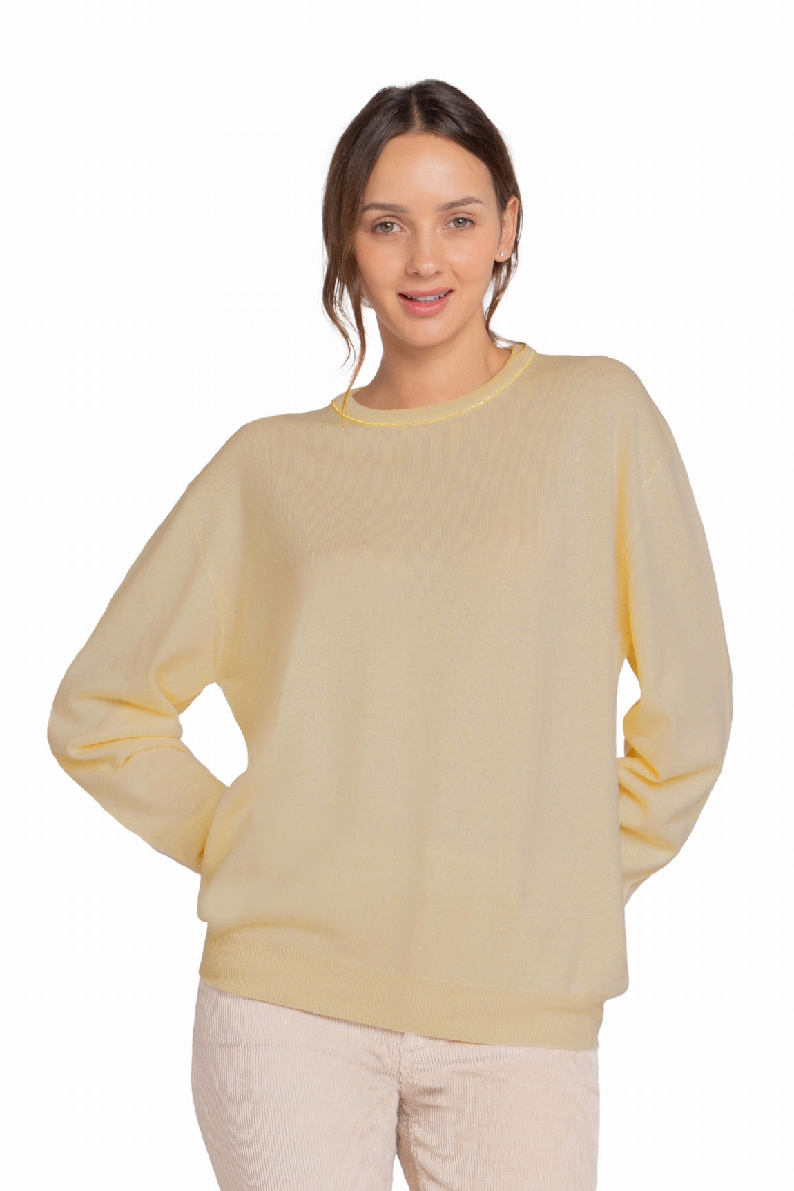 PULL COL ROND CACHEMIRE BEIGE 48 BEIGE