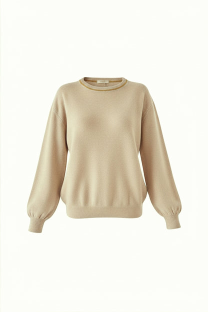 PULL COL ROND CACHEMIRE BEIGE 48 BEIGE