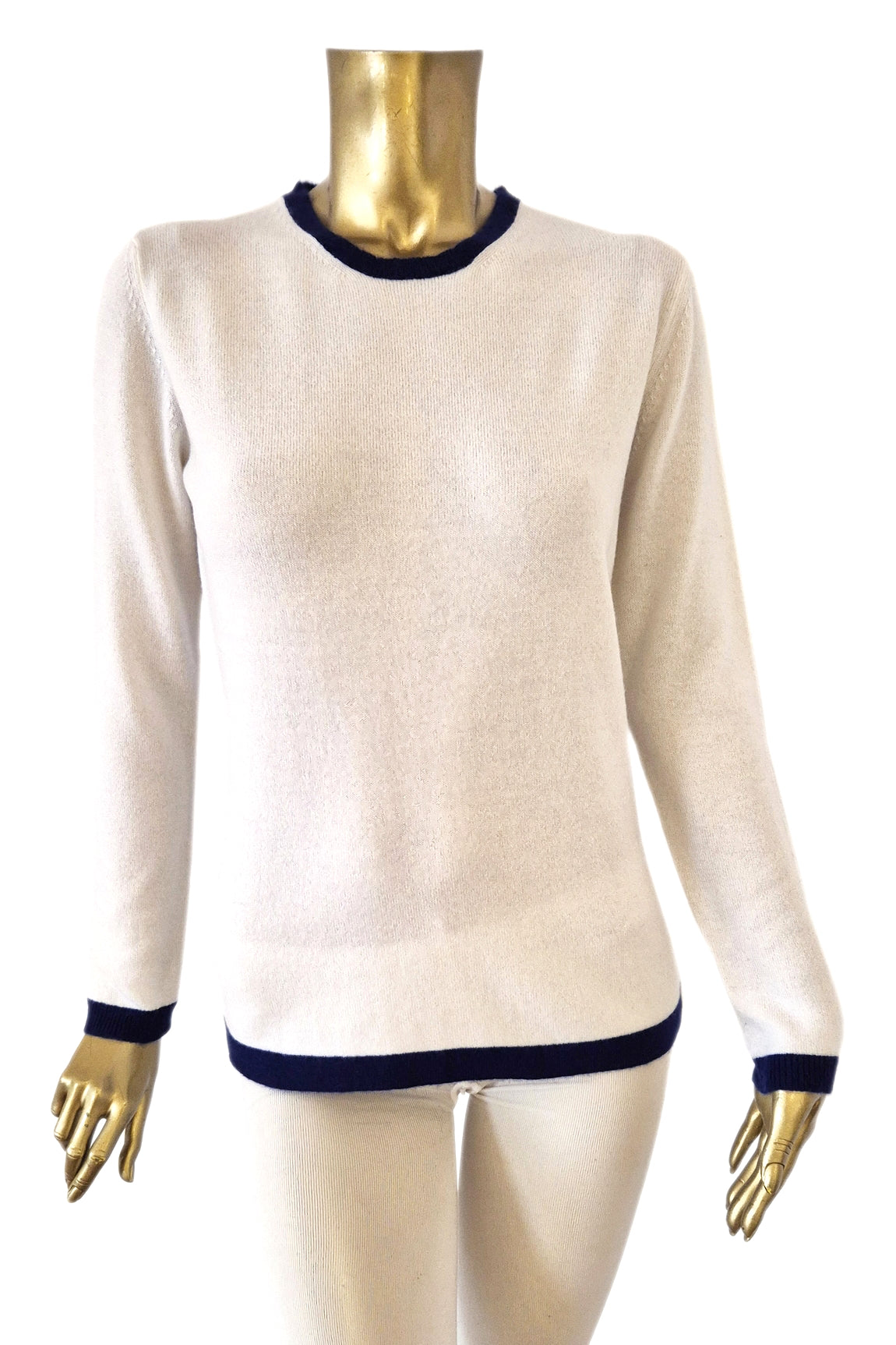 PULL COL ROND CACHEMIRE BICOL. 8001-201277 WH-NAVY 8001-201277 WH-NAVY