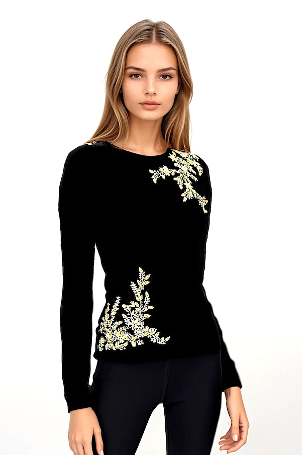 PULL COL ROND CACHEMIRE BLACK