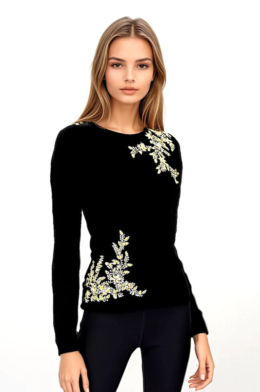 PULL COL ROND CACHEMIRE BLACK
