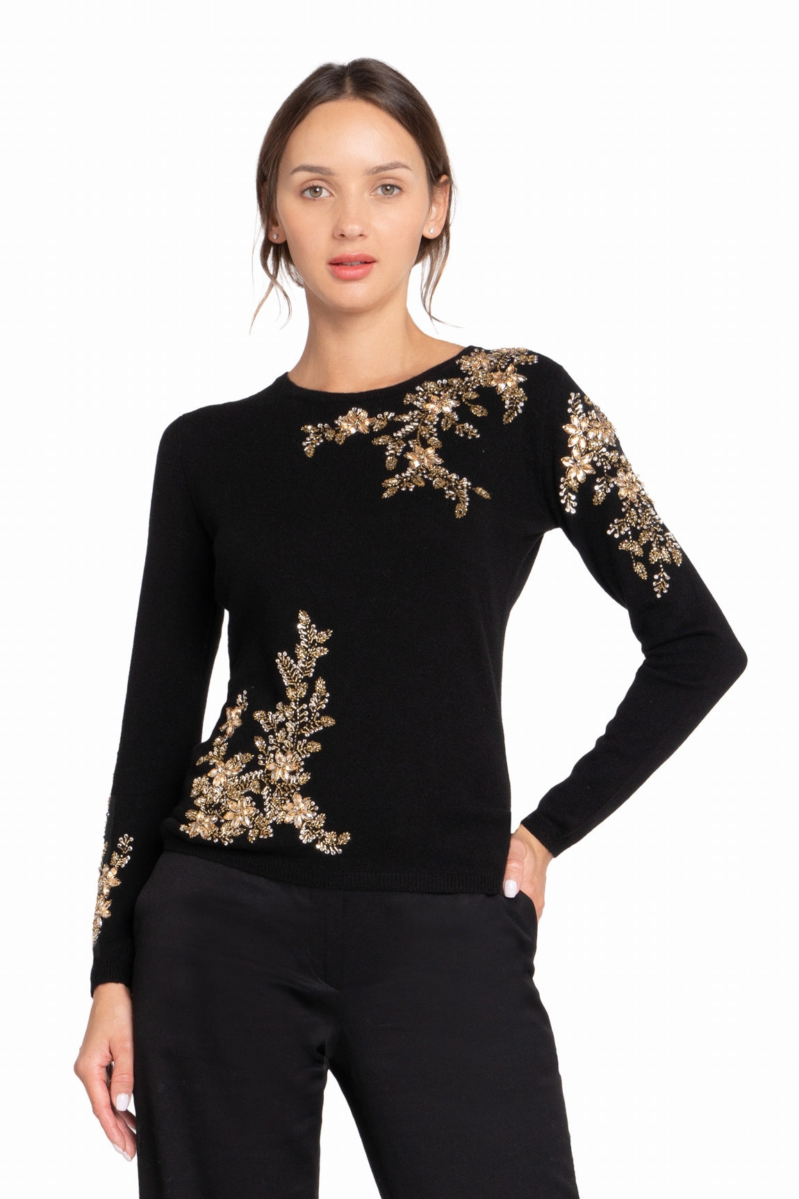 PULL COL ROND CACHEMIRE BLACK