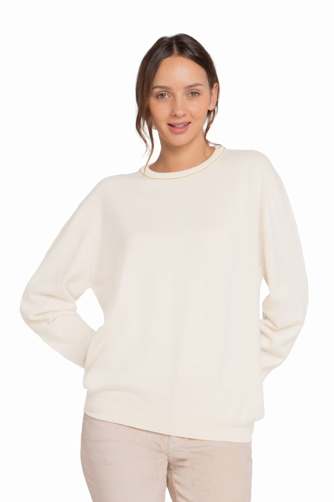 PULL COL ROND CACHEMIRE WHITE WHITE