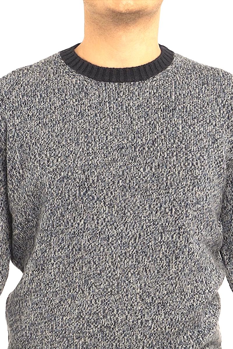 PULL COL ROND CHINÉ 4-FILS VAR.C ORAN/YEL/CORAL