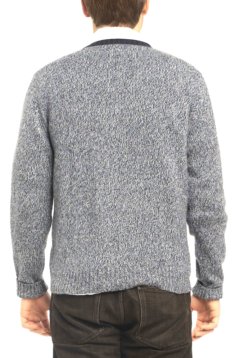 PULL COL ROND CHINÉ 4-FILS VAR.H GREY/BLACK