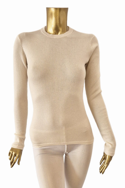 PULL COL ROND FINES CÔTES WHITE