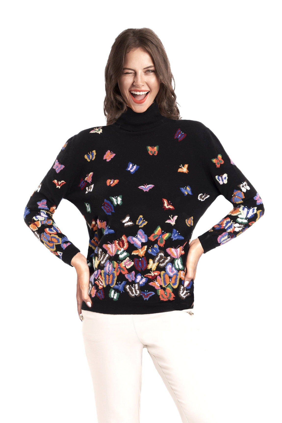 PULL COL ROULÉ CACHEM. BRODÉ BLACK