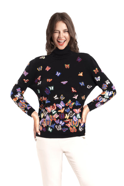 PULL COL ROULÉ CACHEM. BRODÉ BLACK