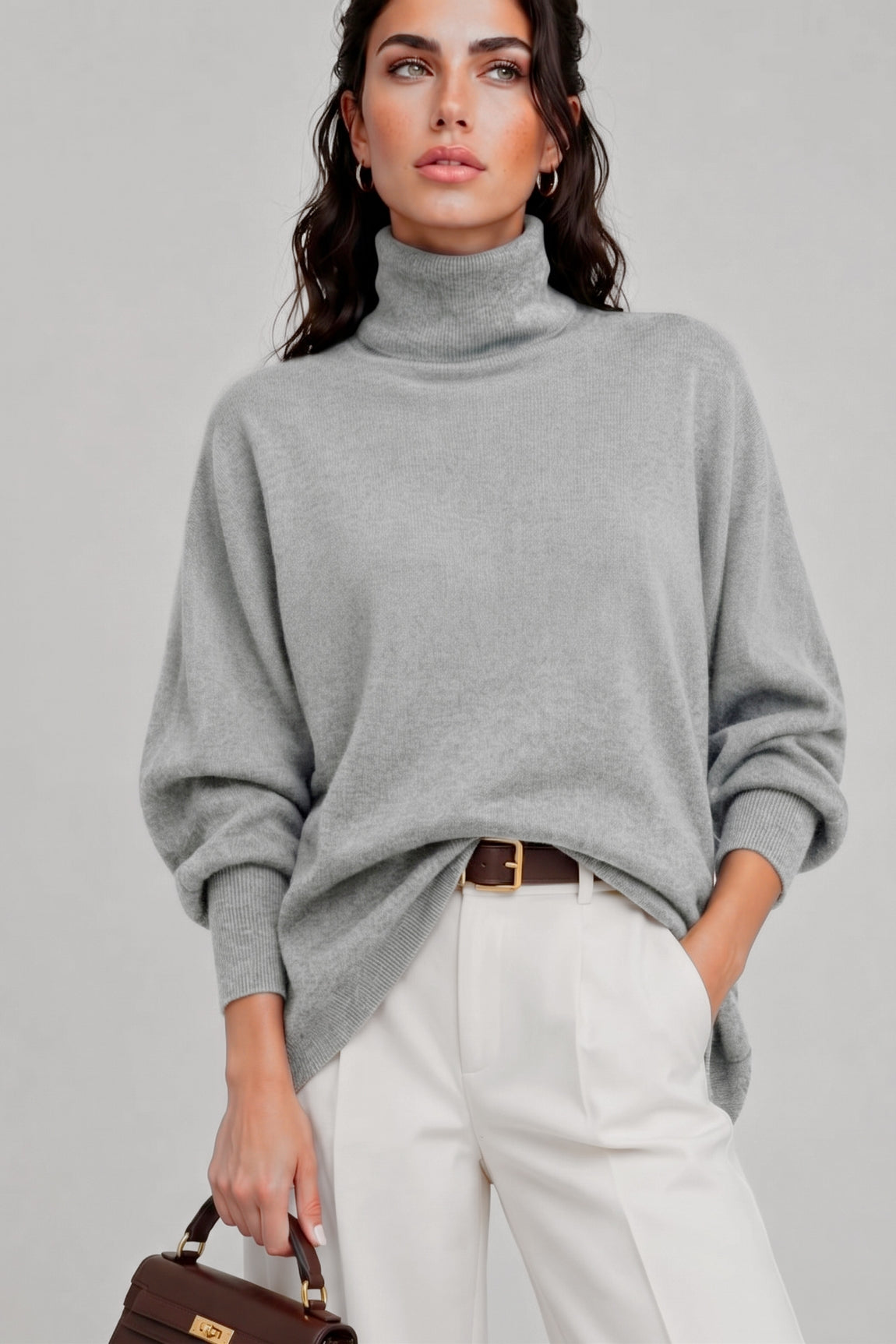 PULL COL ROULÉ CACHEM.OVERSIZE LT GRAY 200072 LT GRAY