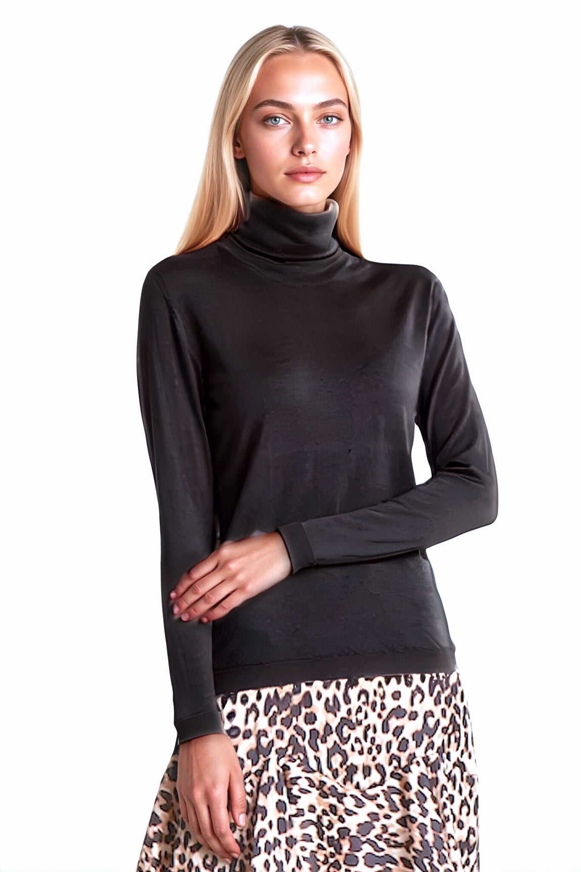 PULL COL ROULÉ FIN UNI BLACK 8010 BLACK
