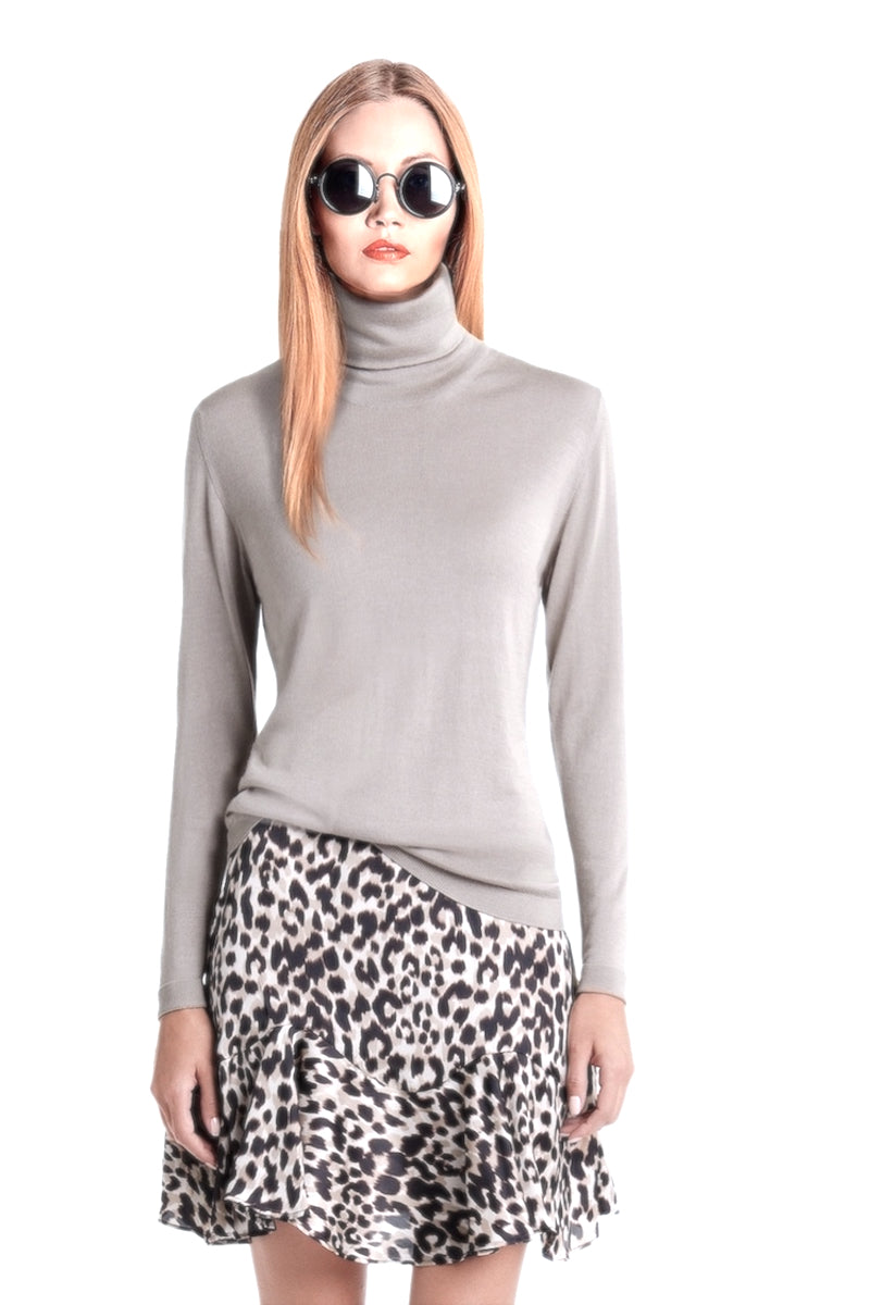 PULL COL ROULÉ FIN UNI BLUE