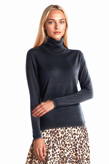 PULL COL ROULÉ FIN UNI DARK GREY 2142 DARK GREY