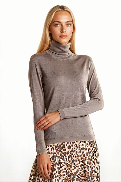 PULL COL ROULÉ FIN UNI MUSHROOM 8073 MUSHROOM