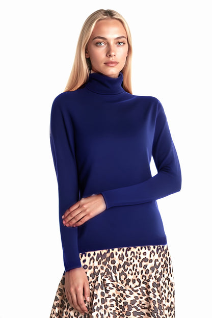 PULL COL ROULÉ FIN UNI NAVY 51894 NAVY