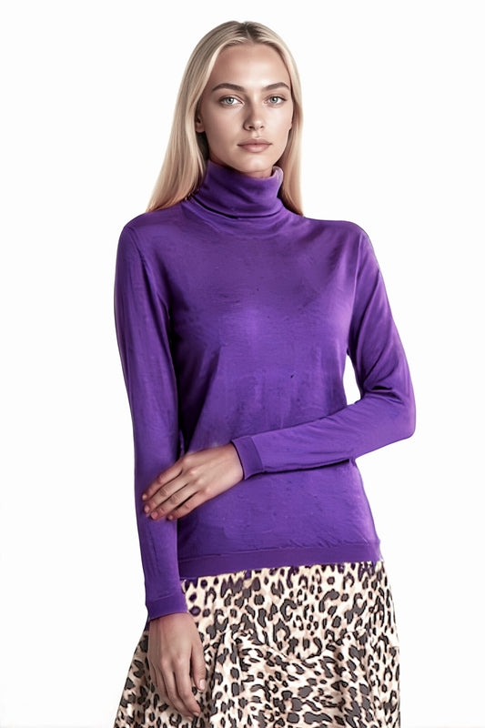 PULL COL ROULÉ FIN UNI PURPLE 20327 PURPLE
