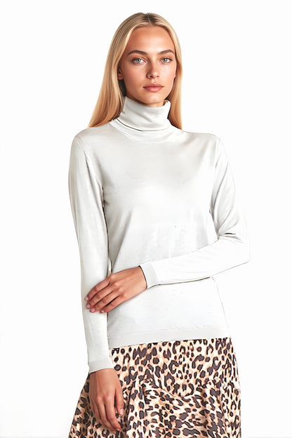 PULL COL ROULÉ FIN UNI WHITE 8001 WHITE