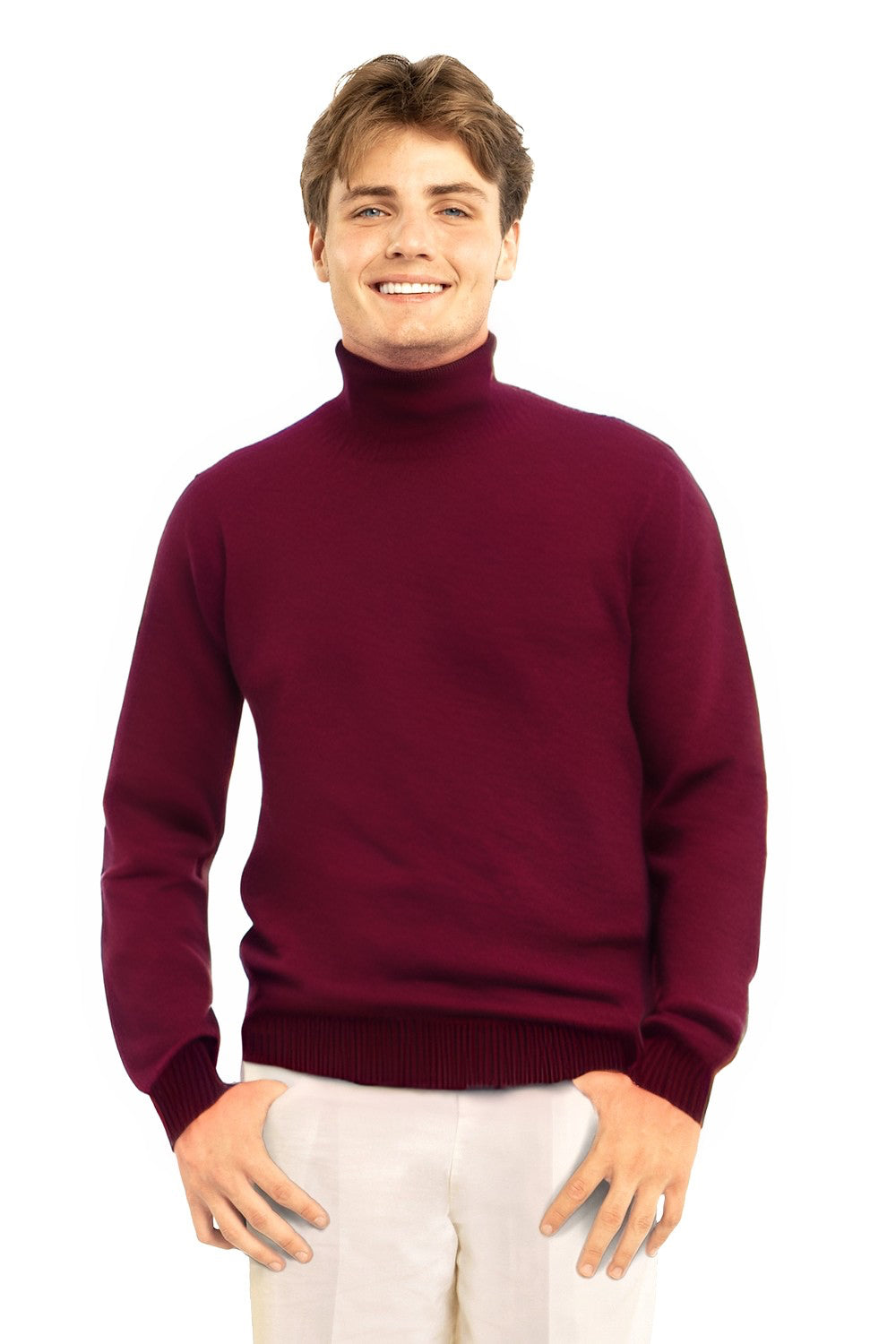 PULL COL ROULÉ HOMME CACHEMIRE BORDEAUX 52305 BORDEAUX