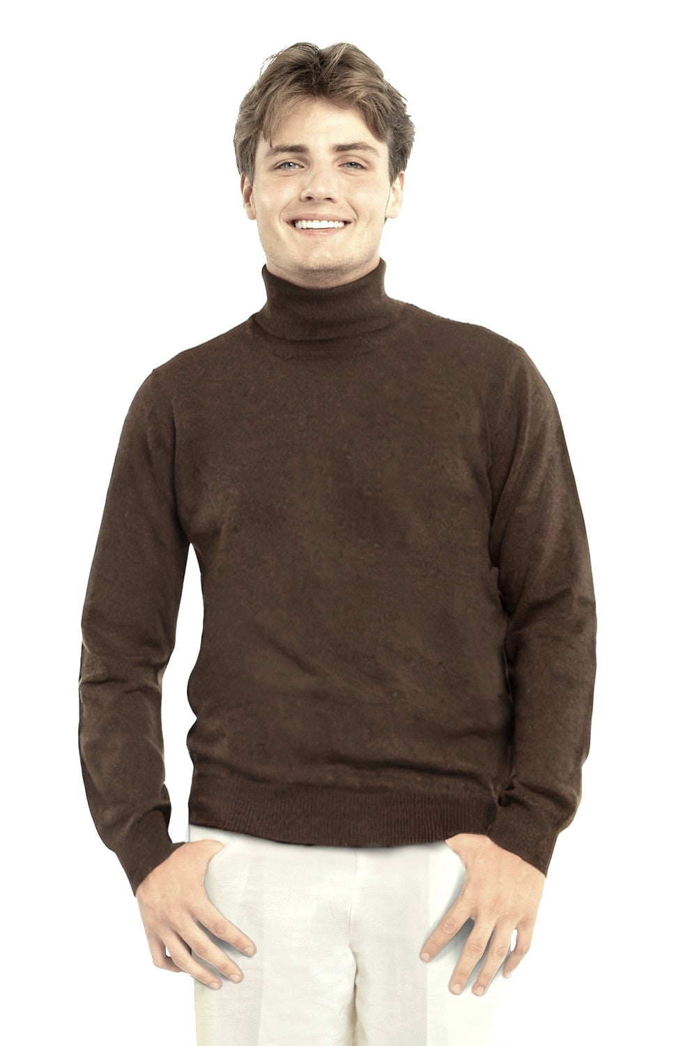 PULL COL ROULÉ HOMME CACHEMIRE BROWN 1638 BROWN