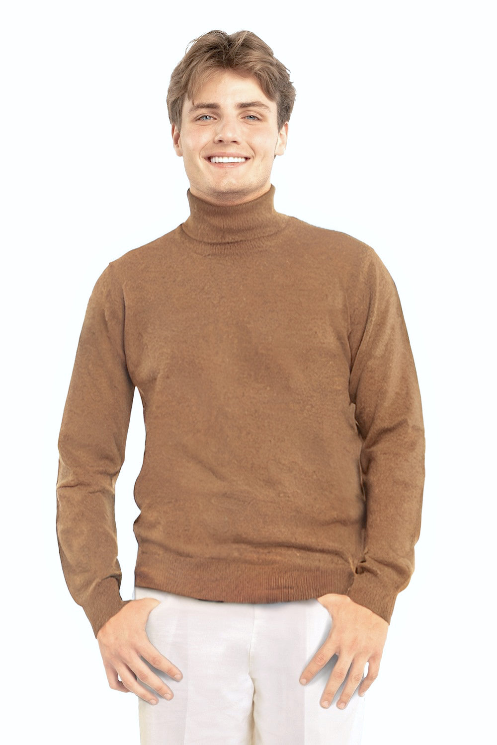 PULL COL ROULÉ HOMME CACHEMIRE CAMEL 1632 CAMEL