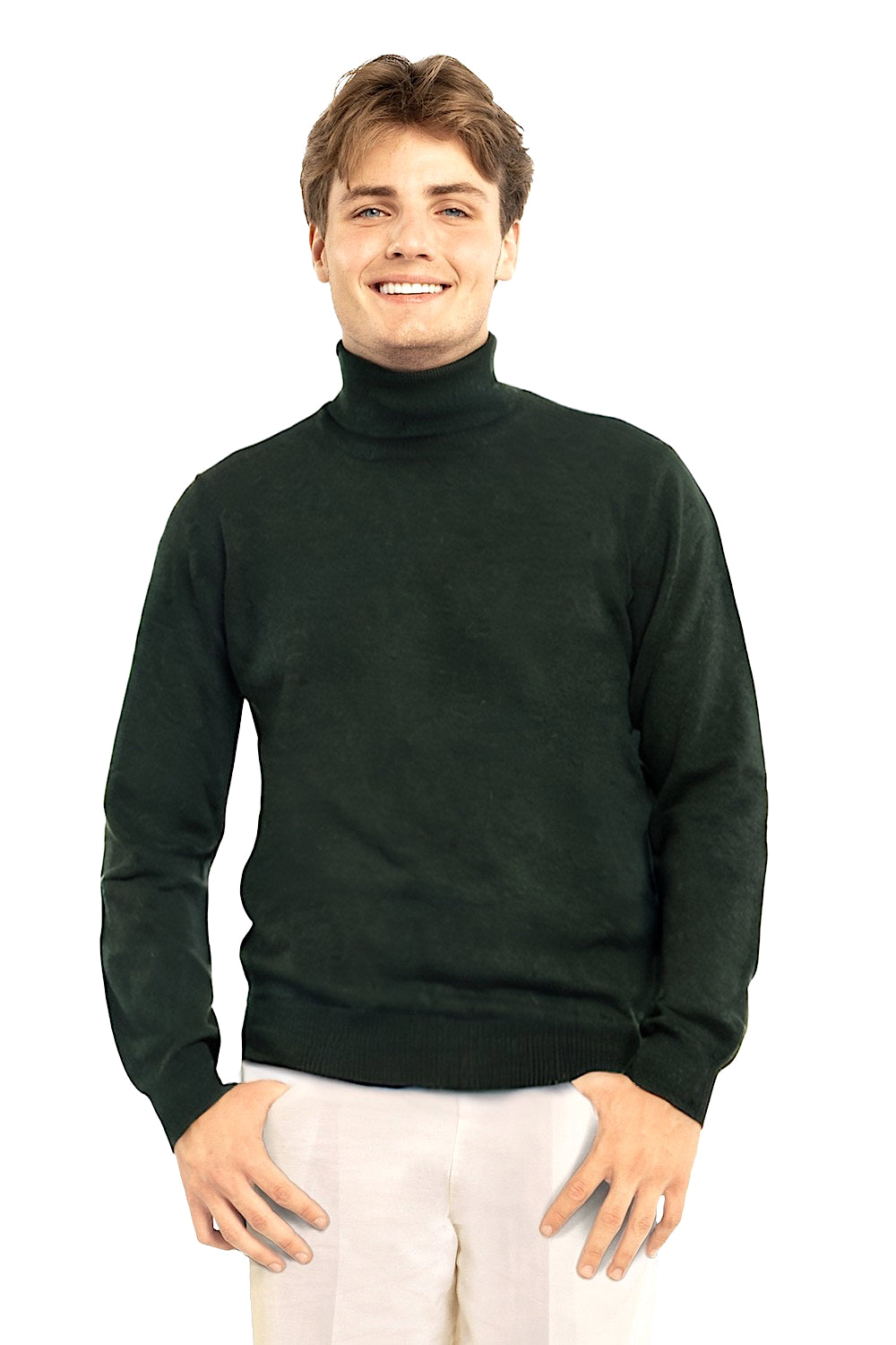 PULL COL ROULÉ HOMME CACHEMIRE DK GREEN 20619 DK GREEN