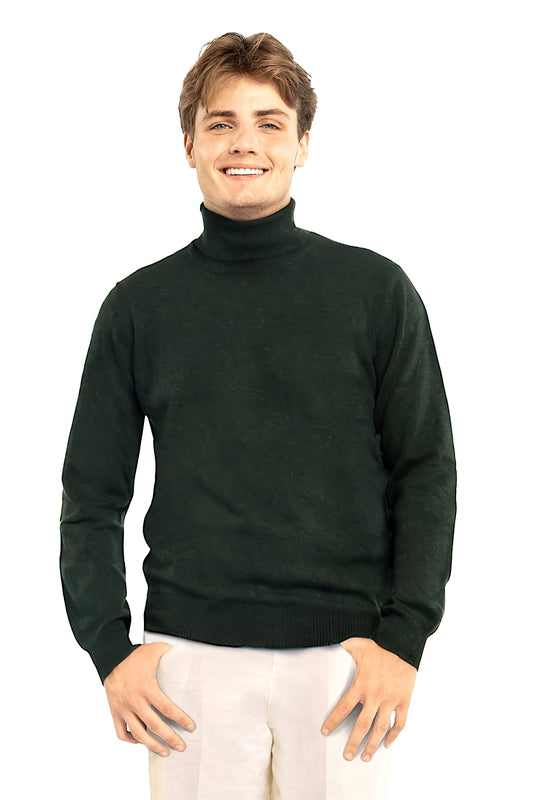 PULL COL ROULÉ HOMME CACHEMIRE DK GREEN 20619 DK GREEN