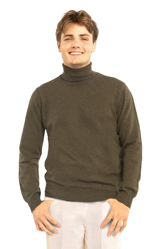 PULL COL ROULÉ HOMME CACHEMIRE KAKI