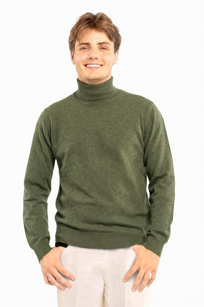 PULL COL ROULÉ HOMME CACHEMIRE KHAKI M300 KHAKI