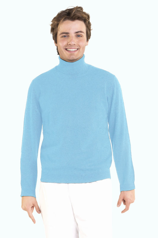 PULL COL ROULÉ HOMME CACHEMIRE LT BLUE 22335 LT BLUE