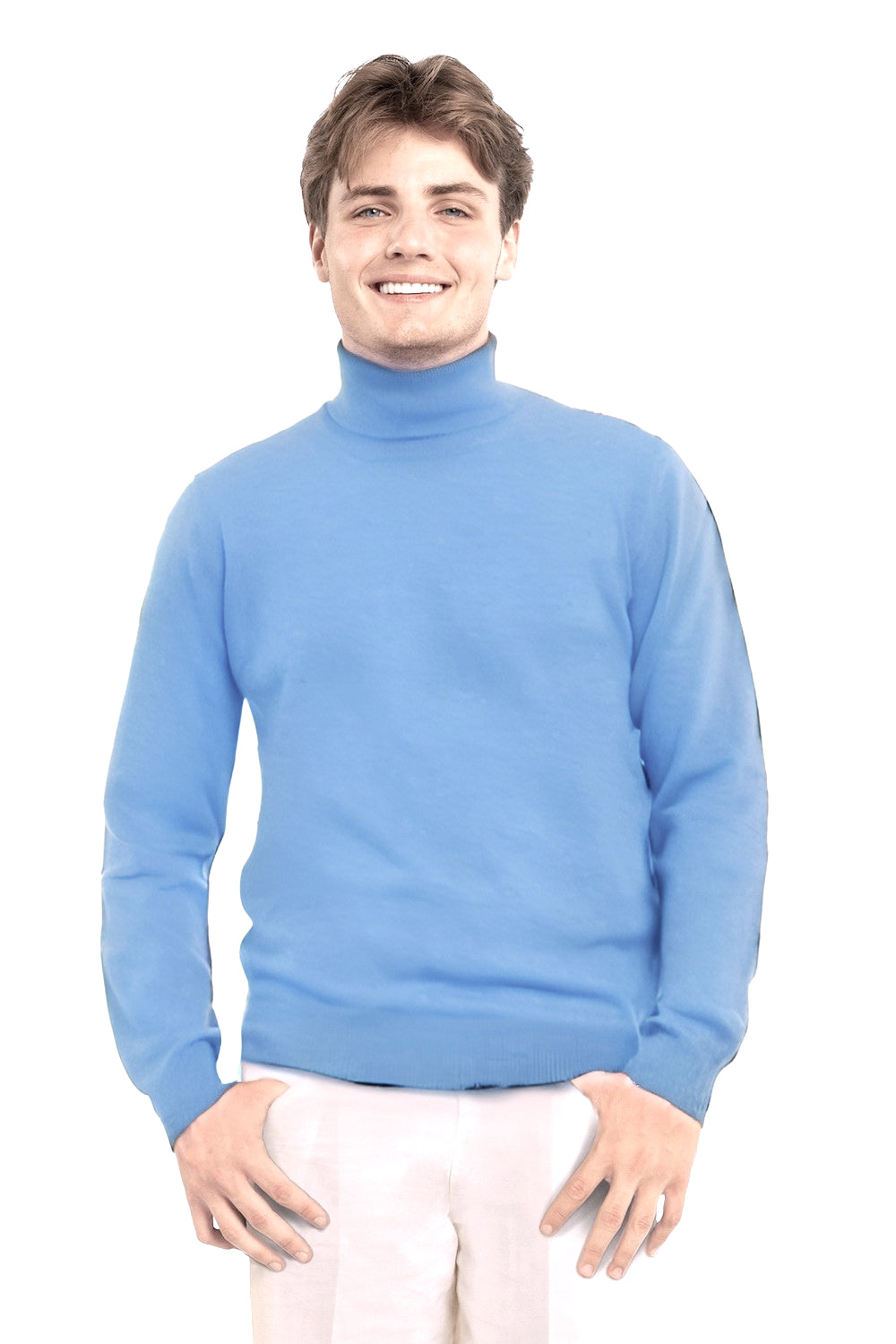 PULL COL ROULÉ HOMME CACHEMIRE LT BLUE 4222 LT BLUE