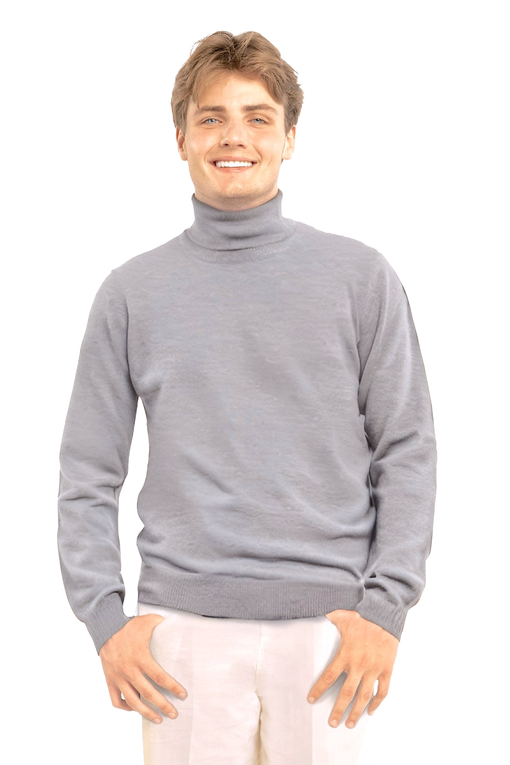 PULL COL ROULÉ HOMME CACHEMIRE LT GREY 54346 LT GREY