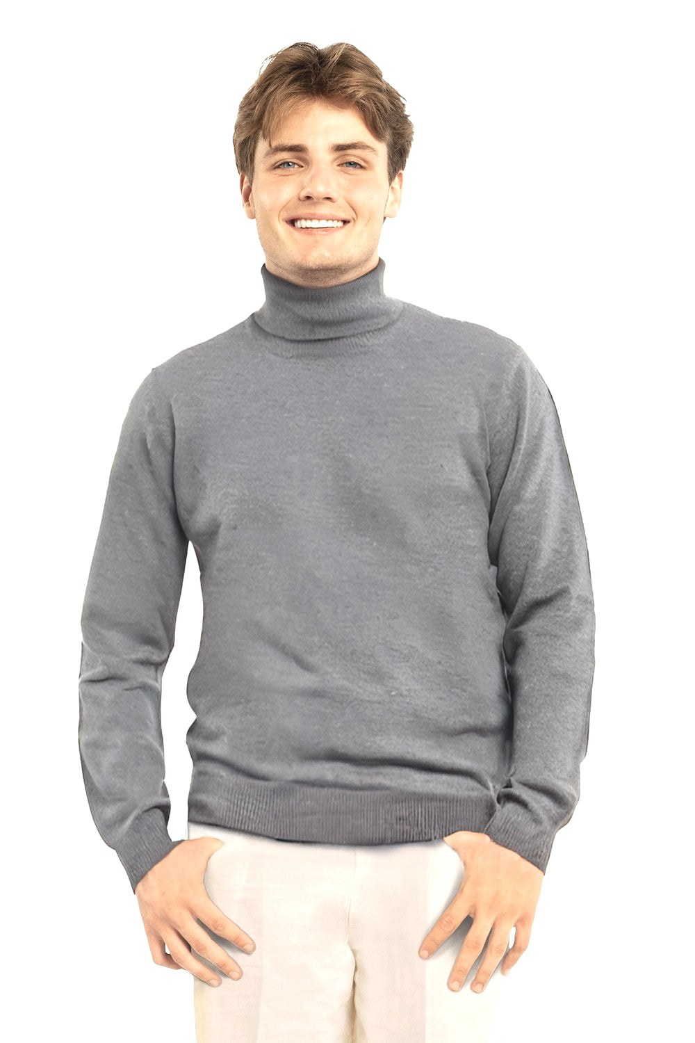 PULL COL ROULÉ HOMME CACHEMIRE MED GREY 21028 MED GREY