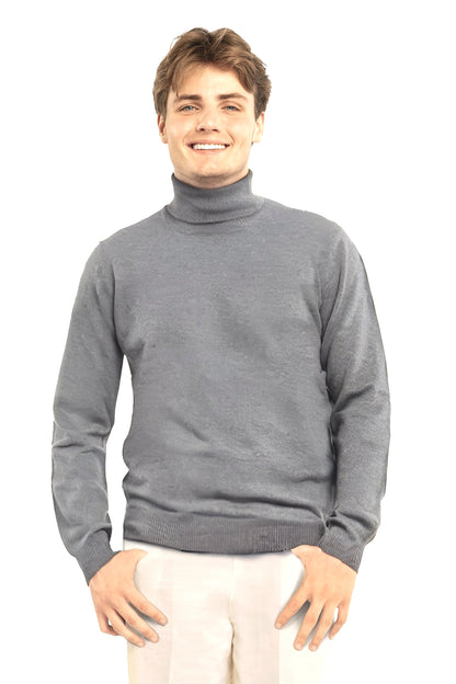 PULL COL ROULÉ HOMME CACHEMIRE MED GREY 21028 MED GREY
