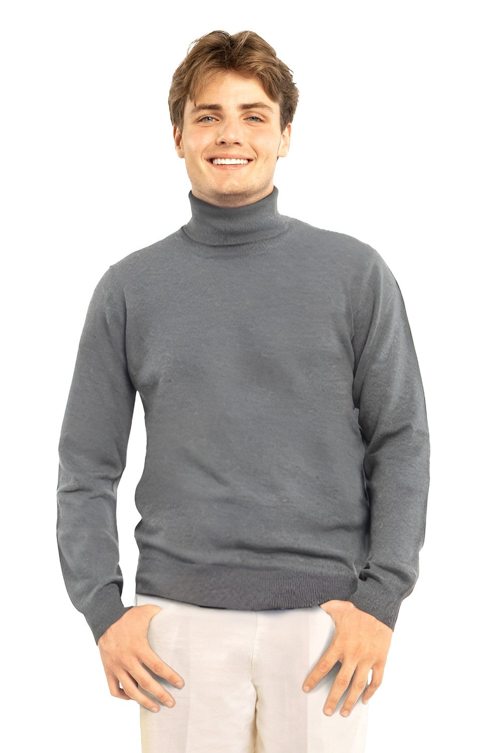PULL COL ROULÉ HOMME CACHEMIRE MED GREY 5042S MED GREY