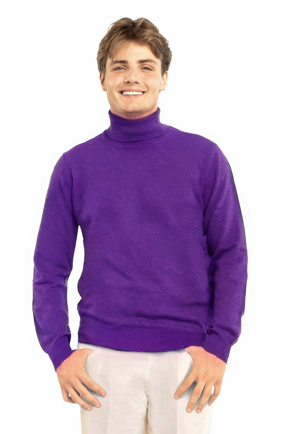 PULL COL ROULÉ HOMME CACHEMIRE PURPLE 20327 PURPLE